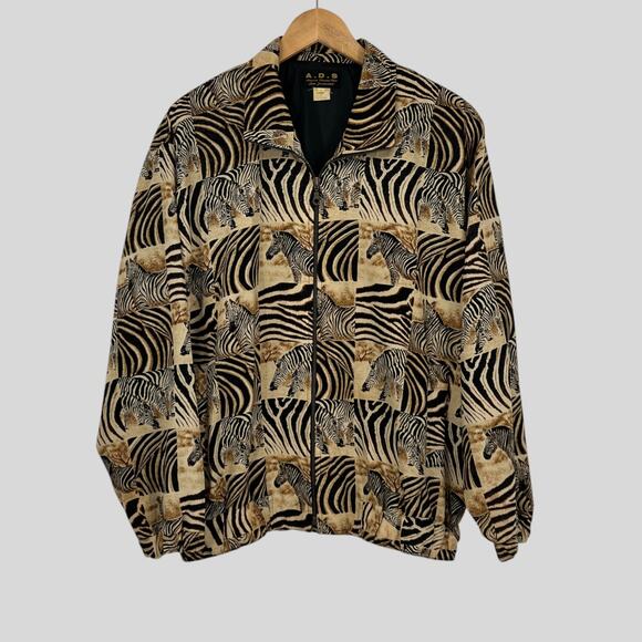 Vintage Jackets & Blazers - Vintage A.D.S San Francisco Zebra Animal Print Jacket Made in Korea Size L